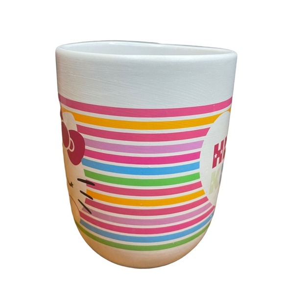 Sanrio Winking Hello Kitty Mug Stripes Multi Color 2013 Cute Coffee‎ Tea 16oz - Picture 2 of 6